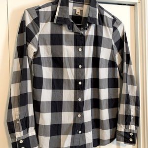 J. Crew Navy and White Buffalo Check Button Down